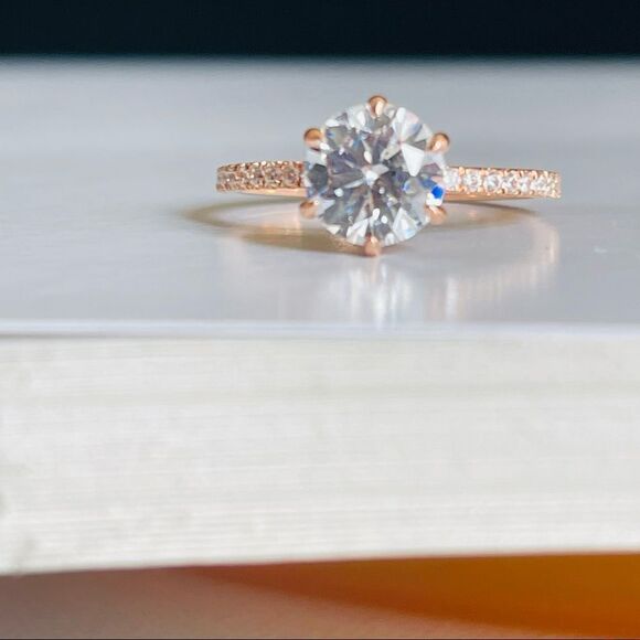 1.5CT Pave Ring Cubic Zirconia Rose Gold Plated size 7 - Picture 1 of 6